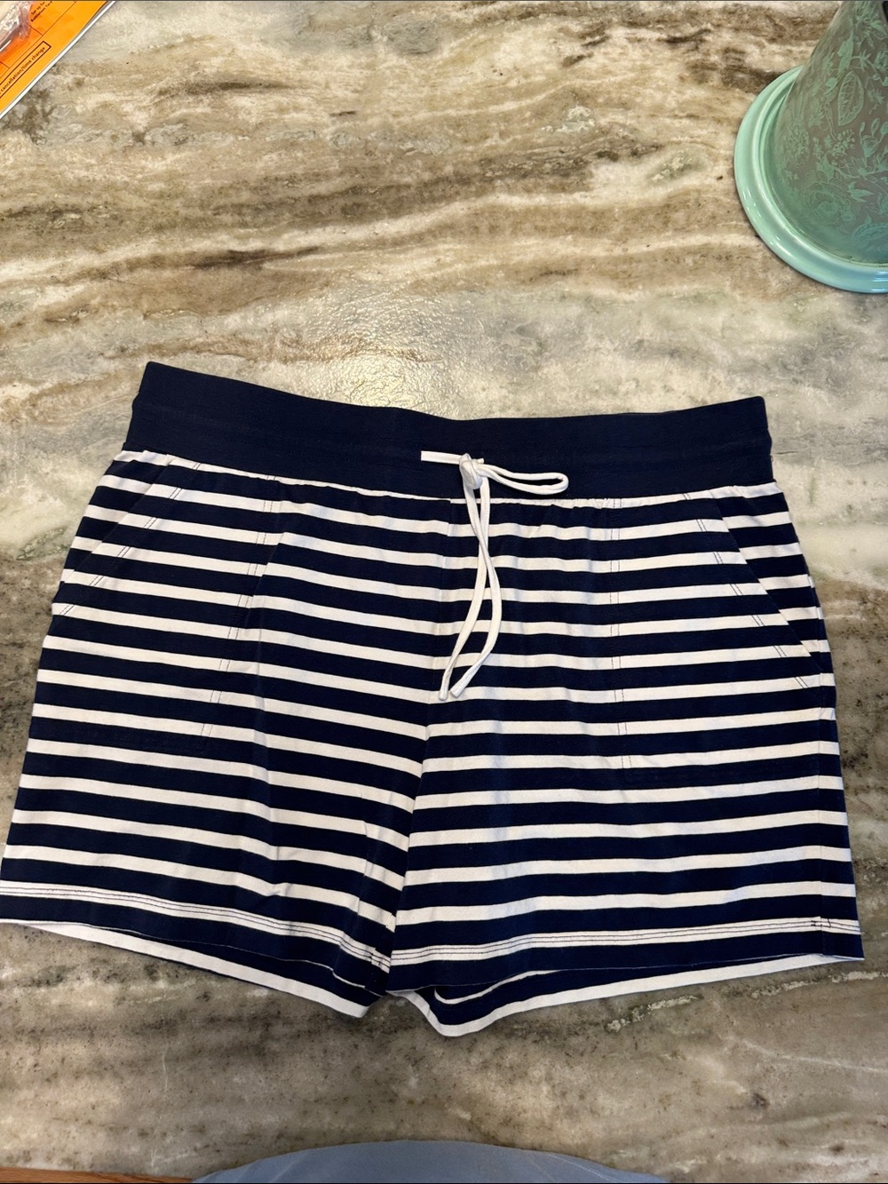 Kim Gravel Navy & White Striped Shorts
